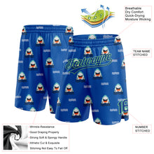 Загрузить изображение в средство просмотра галереи, Custom Royal Pea Green 3D Pattern Sharks Authentic Basketball Shorts