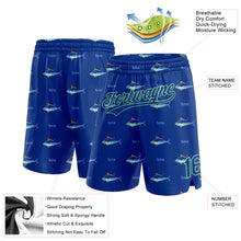 Загрузить изображение в средство просмотра галереи, Custom Royal Pea Green 3D Pattern Fish Authentic Basketball Shorts