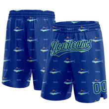 Загрузить изображение в средство просмотра галереи, Custom Royal Pea Green 3D Pattern Fish Authentic Basketball Shorts