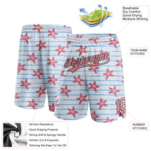 Laden Sie das Bild in den Galerie-Viewer, Custom Light Blue Medium Pink-Black 3D Pattern Starfishs Authentic Basketball Shorts