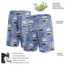 Laden Sie das Bild in den Galerie-Viewer, Custom Light Blue White-Royal 3D Pattern Hawaii Palm Trees And Bears Surfing Authentic Basketball Shorts