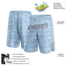 Laden Sie das Bild in den Galerie-Viewer, Custom Light Blue White-Navy 3D Pattern Seagulls Authentic Basketball Shorts