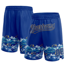 Загрузить изображение в средство просмотра галереи, Custom Royal Old Gold 3D Pattern Fish In The Sea Authentic Basketball Shorts