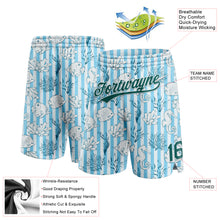 Load image into Gallery viewer, Custom Light Blue Midnight Green-White 3D Pattern Coral Fish And Seahorse Authentic Basketball Shorts
