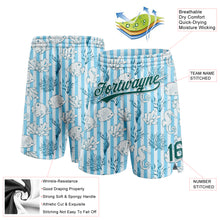 Laden Sie das Bild in den Galerie-Viewer, Custom Light Blue Midnight Green-White 3D Pattern Coral Fish And Seahorse Authentic Basketball Shorts