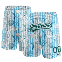 Laden Sie das Bild in den Galerie-Viewer, Custom Light Blue Midnight Green-White 3D Pattern Coral Fish And Seahorse Authentic Basketball Shorts