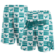 Загрузить изображение в средство просмотра галереи, Custom Midnight Green Teal-Black 3D Pattern Sharks Authentic Basketball Shorts
