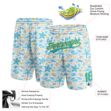 Загрузить изображение в средство просмотра галереи, Custom White Lakes Blue-Gold 3D Pattern Starfishs And Shells Authentic Basketball Shorts