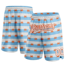 Laden Sie das Bild in den Galerie-Viewer, Custom Light Blue White-Orange 3D Pattern Crabs Authentic Basketball Shorts