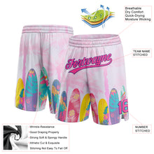 Загрузить изображение в средство просмотра галереи, Custom Pink Purple 3D Pattern Hawaii Palm Trees Authentic Basketball Shorts