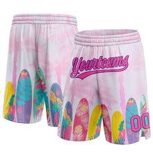 Загрузить изображение в средство просмотра галереи, Custom Pink Purple 3D Pattern Hawaii Palm Trees Authentic Basketball Shorts
