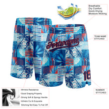 Загрузить изображение в средство просмотра галереи, Custom Royal Navy Red-Light Blue 3D Pattern Hawaii Palm Trees Authentic Basketball Shorts
