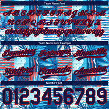 Загрузить изображение в средство просмотра галереи, Custom Royal Navy Red-Light Blue 3D Pattern Hawaii Palm Trees Authentic Basketball Shorts