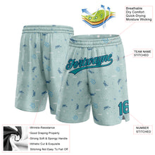 Загрузить изображение в средство просмотра галереи, Custom Aqua Teal-Navy 3D Pattern Crabs Authentic Basketball Shorts
