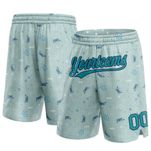 Загрузить изображение в средство просмотра галереи, Custom Aqua Teal-Navy 3D Pattern Crabs Authentic Basketball Shorts