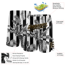 Загрузить изображение в средство просмотра галереи, Custom White Black-Old Gold 3D Pattern Hawaii Palm Trees Authentic Basketball Shorts