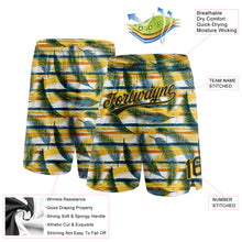 Загрузить изображение в средство просмотра галереи, Custom Black Yellow-Midnight Green 3D Pattern Hawaii Palm Leaves Authentic Basketball Shorts