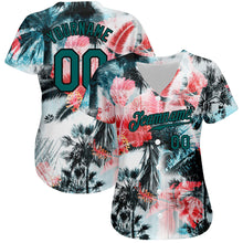 Laden Sie das Bild in den Galerie-Viewer, Custom White Midnight Green-Black 3D Pattern Design Hawaii Palm Trees Authentic Baseball Jersey