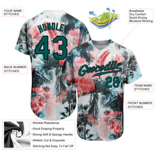 Laden Sie das Bild in den Galerie-Viewer, Custom White Midnight Green-Black 3D Pattern Design Hawaii Palm Trees Authentic Baseball Jersey