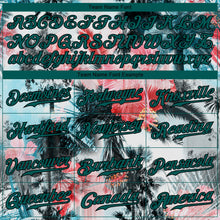 Laden Sie das Bild in den Galerie-Viewer, Custom White Midnight Green-Black 3D Pattern Design Hawaii Palm Trees Authentic Baseball Jersey