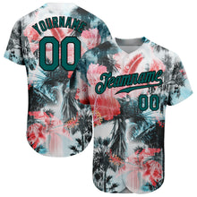 Laden Sie das Bild in den Galerie-Viewer, Custom White Midnight Green-Black 3D Pattern Design Hawaii Palm Trees Authentic Baseball Jersey