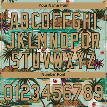 Загрузить изображение в средство просмотра галереи, Custom Aqua Old Gold-Black 3D Pattern Design Hawaii Palm Trees And Flowers Authentic Baseball Jersey