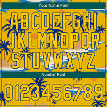 Load image into Gallery viewer, Custom Yellow Royal 3D Pattern Design Sun Beach Hawaii Palm Trees Authentic Baseball Jersey