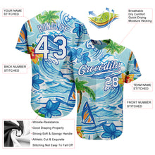 Laden Sie das Bild in den Galerie-Viewer, Custom White Royal 3D Pattern Design Beach Hawaii Palm Trees And Flowers Authentic Baseball Jersey