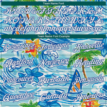 Laden Sie das Bild in den Galerie-Viewer, Custom White Royal 3D Pattern Design Beach Hawaii Palm Trees And Flowers Authentic Baseball Jersey