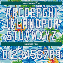 Laden Sie das Bild in den Galerie-Viewer, Custom White Royal 3D Pattern Design Beach Hawaii Palm Trees And Flowers Authentic Baseball Jersey