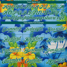 Laden Sie das Bild in den Galerie-Viewer, Custom White Kelly Green 3D Pattern Design Beach Hawaii Palm Trees And Flowers Authentic Baseball Jersey