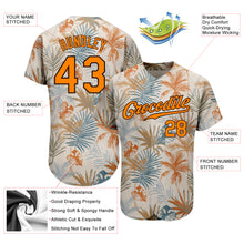 Загрузить изображение в средство просмотра галереи, Custom Cream Bay Orange-Brown 3D Pattern Design Hawaii Palm Leaves Authentic Baseball Jersey