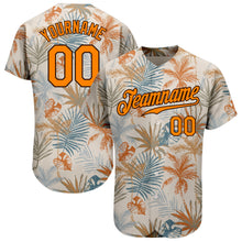 Загрузить изображение в средство просмотра галереи, Custom Cream Bay Orange-Brown 3D Pattern Design Hawaii Palm Leaves Authentic Baseball Jersey