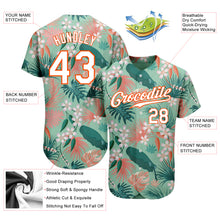 Charger l'image dans la galerie, Custom Teal White-Orange 3D Pattern Design Hawaii Palm Leaves And Flowers Authentic Baseball Jersey