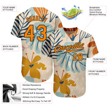 Load image into Gallery viewer, Custom Cream Bay Orange-Black 3D Pattern Design Hawaii Palm Leaves And Flowers Authentic Baseball Jersey