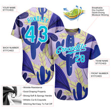 Load image into Gallery viewer, Custom Purple Lakes Blue-White 3D Pattern Design Cactus And Leaves Authentic Baseball Jersey