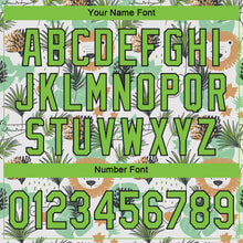 Laden Sie das Bild in den Galerie-Viewer, Custom White Neon Green-Black 3D Pattern Design Hawaii Palm Leaves And Lions Authentic Baseball Jersey