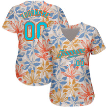 Загрузить изображение в средство просмотра галереи, Custom White Lakes Blue-Orange 3D Pattern Design Leaves Authentic Baseball Jersey