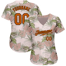 Laden Sie das Bild in den Galerie-Viewer, Custom Light Pink Texas Orange-Brown 3D Pattern Design Tropical Hawaii Plants Authentic Baseball Jersey