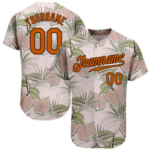Laden Sie das Bild in den Galerie-Viewer, Custom Light Pink Texas Orange-Brown 3D Pattern Design Tropical Hawaii Plants Authentic Baseball Jersey