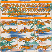 Laden Sie das Bild in den Galerie-Viewer, Custom Cream Bay Orange-Olive 3D Pattern Design Beach Coconut Palms Island And Sailboat Authentic Baseball Jersey