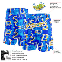 Загрузить изображение в средство просмотра галереи, Custom Royal White-Yellow 3D Pattern Ocean Graphic Geometry Authentic Basketball Shorts