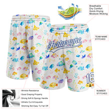 Загрузить изображение в средство просмотра галереи, Custom White Royal 3D Pattern Fish Authentic Basketball Shorts