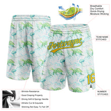 Загрузить изображение в средство просмотра галереи, Custom White Yellow-Teal 3D Pattern Aquatic Plants And Jellyfish Authentic Basketball Shorts