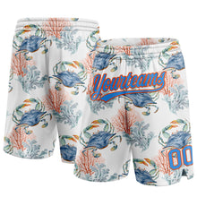 Загрузить изображение в средство просмотра галереи, Custom White Powder Blue-Orange 3D Pattern Coral And Crab Authentic Basketball Shorts