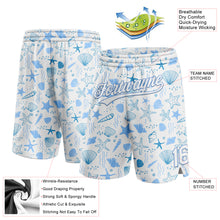 Загрузить изображение в средство просмотра галереи, Custom White Light Blue 3D Pattern Starfishs And Shells Authentic Basketball Shorts