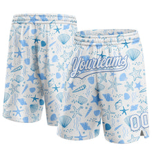 Загрузить изображение в средство просмотра галереи, Custom White Light Blue 3D Pattern Starfishs And Shells Authentic Basketball Shorts