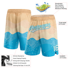 Загрузить изображение в средство просмотра галереи, Custom Cream White-Lakes Blue 3D Pattern Beach Authentic Basketball Shorts