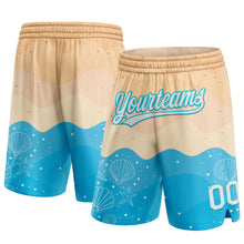Загрузить изображение в средство просмотра галереи, Custom Cream White-Lakes Blue 3D Pattern Beach Authentic Basketball Shorts