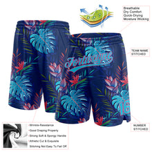 Load image into Gallery viewer, Custom Navy Lakes Blue-Pink 3D Pattern Hawaii Palm Leaves Authentic Basketball Shorts
